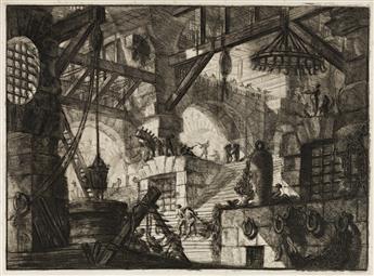 GIOVANNI B. PIRANESI Two etchings with engraving fromCarceri dInvenzione.